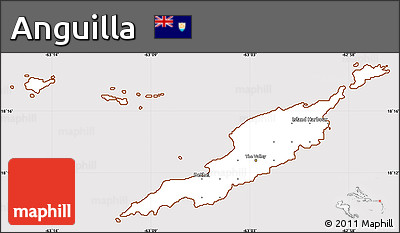 Classic Style Simple Map of Anguilla, cropped outside