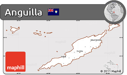 Classic Style Simple Map of Anguilla, cropped outside