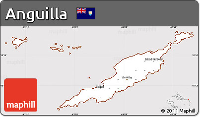 Classic Style Simple Map of Anguilla, cropped outside