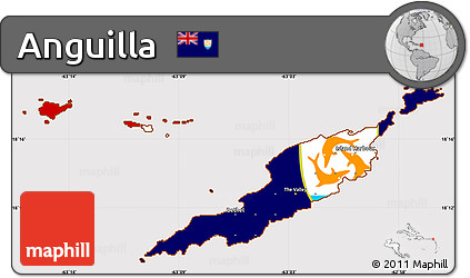 Flag Simple Map of Anguilla, flag centered