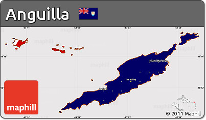Flag Simple Map of Anguilla, flag aligned to the middle