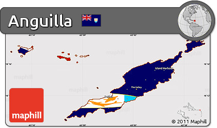 Flag Simple Map of Anguilla, flag rotated