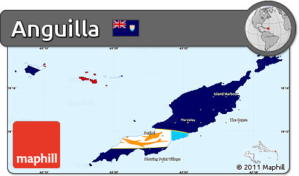 Flag Simple Map of Anguilla, single color outside, borders and labels, flag rotated