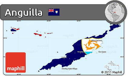 Flag Simple Map of Anguilla, single color outside, borders and labels
