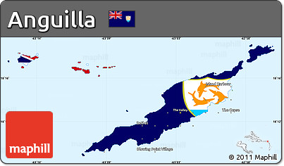 Flag Simple Map of Anguilla, single color outside, borders and labels