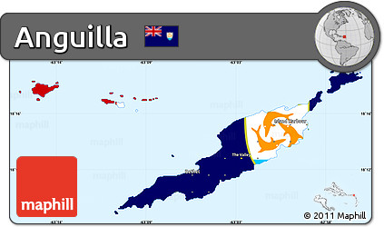 Flag Simple Map of Anguilla, single color outside, flag centered