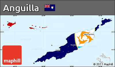 Flag Simple Map of Anguilla, single color outside, flag centered