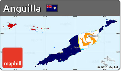 Flag Simple Map of Anguilla, single color outside, flag centered