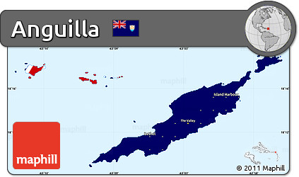 Flag Simple Map of Anguilla, single color outside, flag aligned to the middle