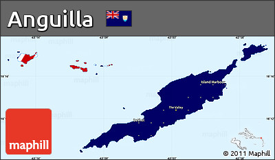 Flag Simple Map of Anguilla, single color outside, flag aligned to the middle