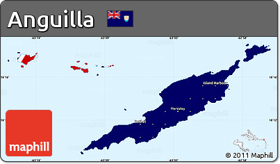 Flag Simple Map of Anguilla, single color outside, flag aligned to the middle