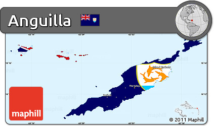 Flag Simple Map of Anguilla, single color outside