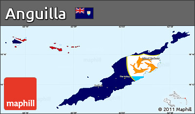 Flag Simple Map of Anguilla, single color outside