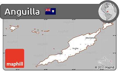 Gray Simple Map of Anguilla, cropped outside