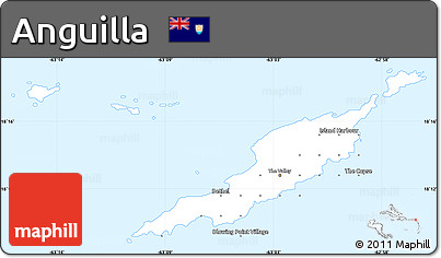 Gray Simple Map of Anguilla