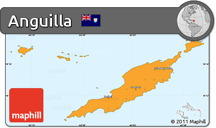 Political Shades Simple Map of Anguilla, single color outside