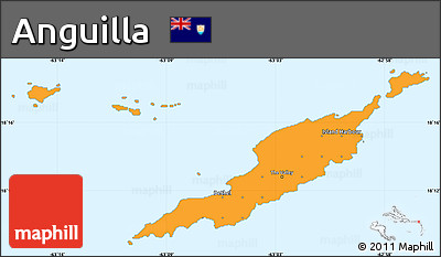Political Shades Simple Map of Anguilla, single color outside