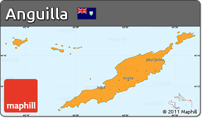 Political Shades Simple Map of Anguilla, single color outside