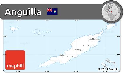 Silver Style Simple Map of Anguilla, single color outside