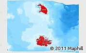 Flag 3D Map of Antigua and Barbuda, single color outside, bathymetry sea, flag rotated