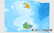 Political 3D Map of Antigua and Barbuda, semi-desaturated, land only