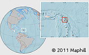 Gray Location Map of Antigua and Barbuda, highlighted continent, hill shading