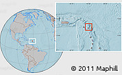 Gray Location Map of Antigua and Barbuda, hill shading outside