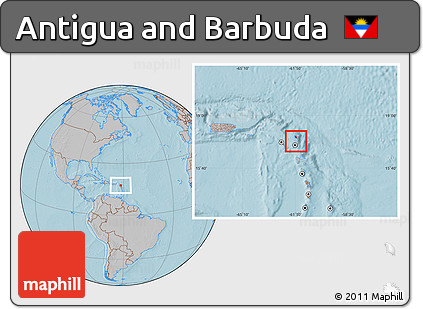 Gray Location Map of Antigua and Barbuda, hill shading