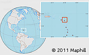 Gray Location Map of Antigua and Barbuda, lighten, desaturated, land only