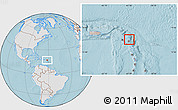 Gray Location Map of Antigua and Barbuda, lighten, land only, hill shading