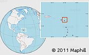 Gray Location Map of Antigua and Barbuda, lighten, land only