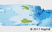 Physical Panoramic Map of Antigua and Barbuda, lighten, desaturated, land only