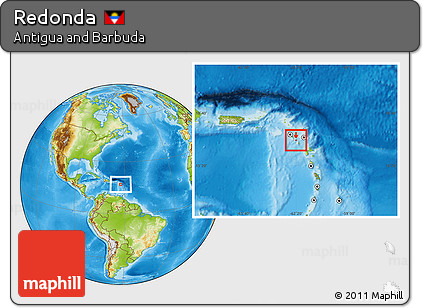 Physical Location Map of Redonda, highlighted country
