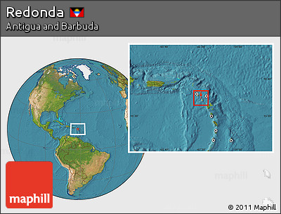 Satellite Location Map of Redonda, highlighted country