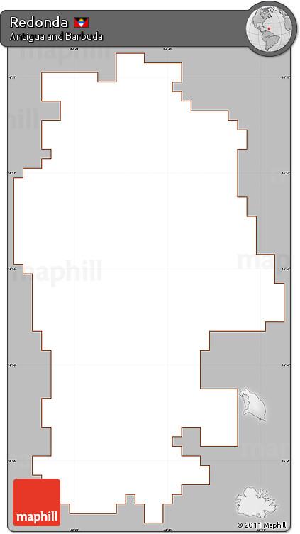 Gray Simple Map of Redonda, cropped outside