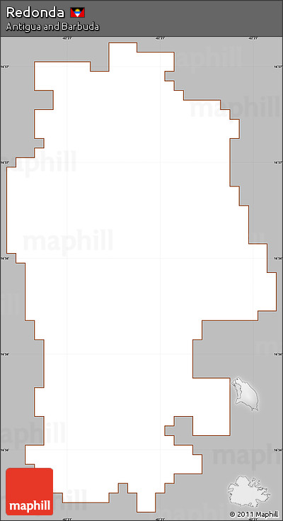 Gray Simple Map of Redonda, cropped outside