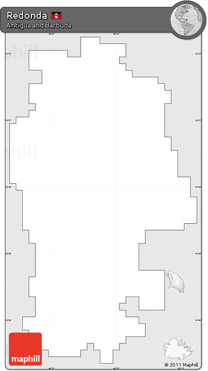 Silver Style Simple Map of Redonda, cropped outside