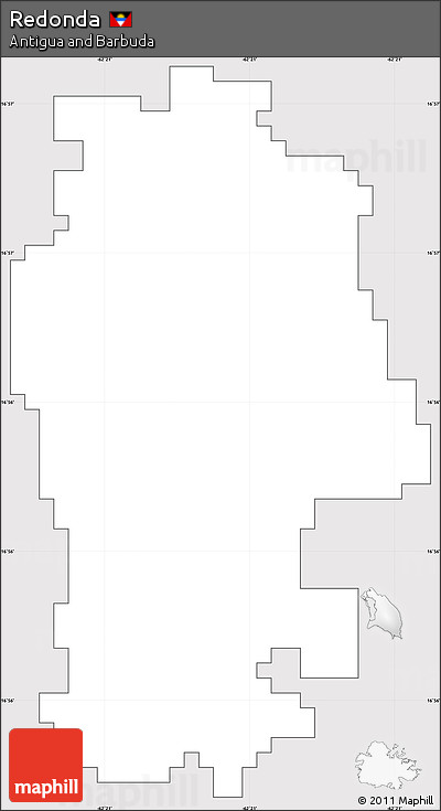 Silver Style Simple Map of Redonda, cropped outside