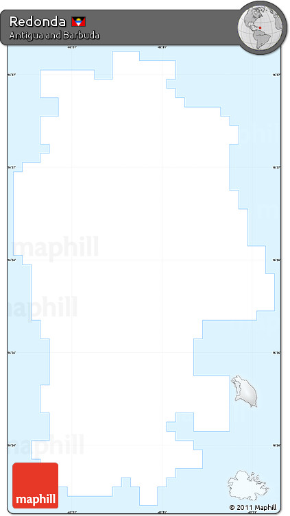 Silver Style Simple Map of Redonda, single color outside