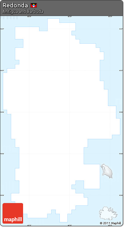 Silver Style Simple Map of Redonda, single color outside