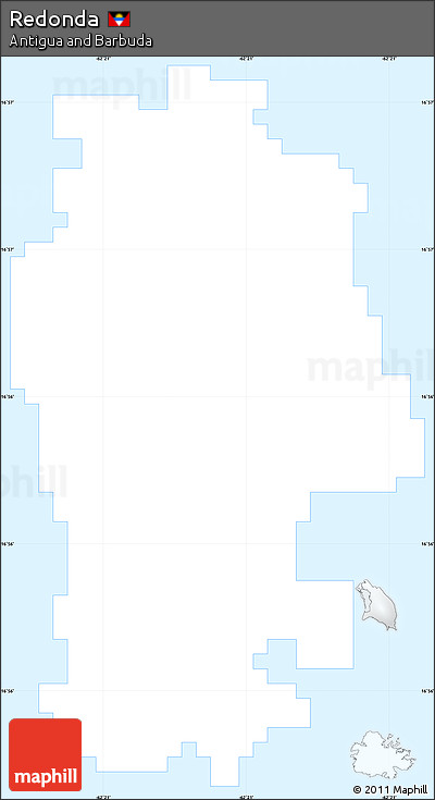 Silver Style Simple Map of Redonda, single color outside