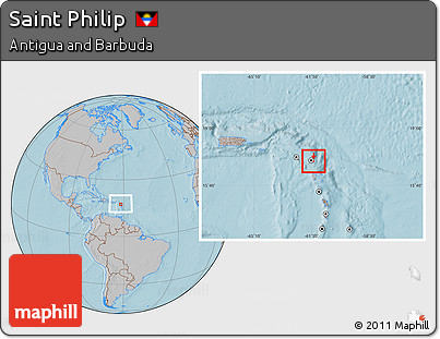 Gray Location Map of Saint Philip, within the entire country, hill shading