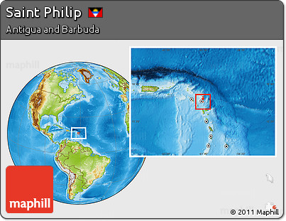 Physical Location Map of Saint Philip, highlighted country