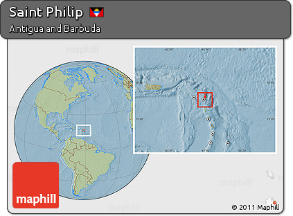 Savanna Style Location Map of Saint Philip, hill shading