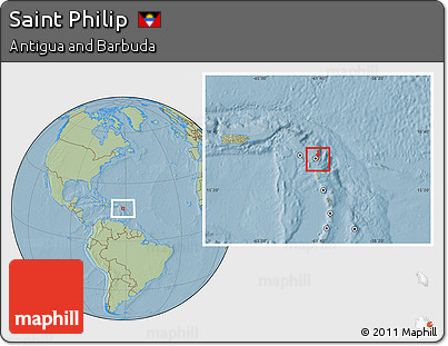 Savanna Style Location Map of Saint Philip, hill shading
