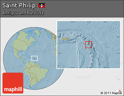 Savanna Style Location Map of Saint Philip, hill shading