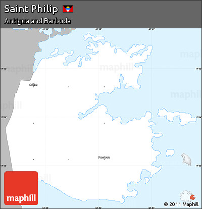Gray Simple Map of Saint Philip, single color outside
