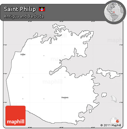 Silver Style Simple Map of Saint Philip, cropped outside