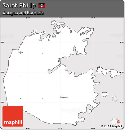 Silver Style Simple Map of Saint Philip, cropped outside