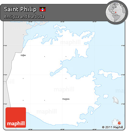 Silver Style Simple Map of Saint Philip
